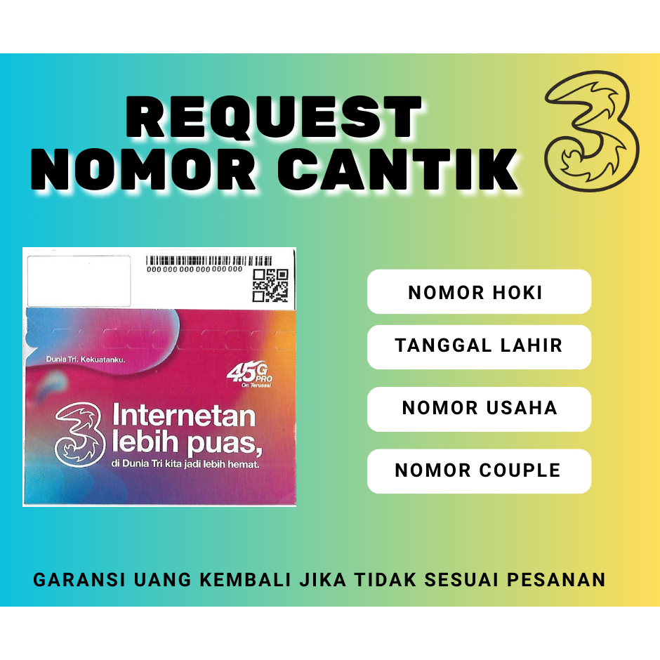 Nomor Cantik Tri Bisa Request Nomor Pilihanmu Sendiri