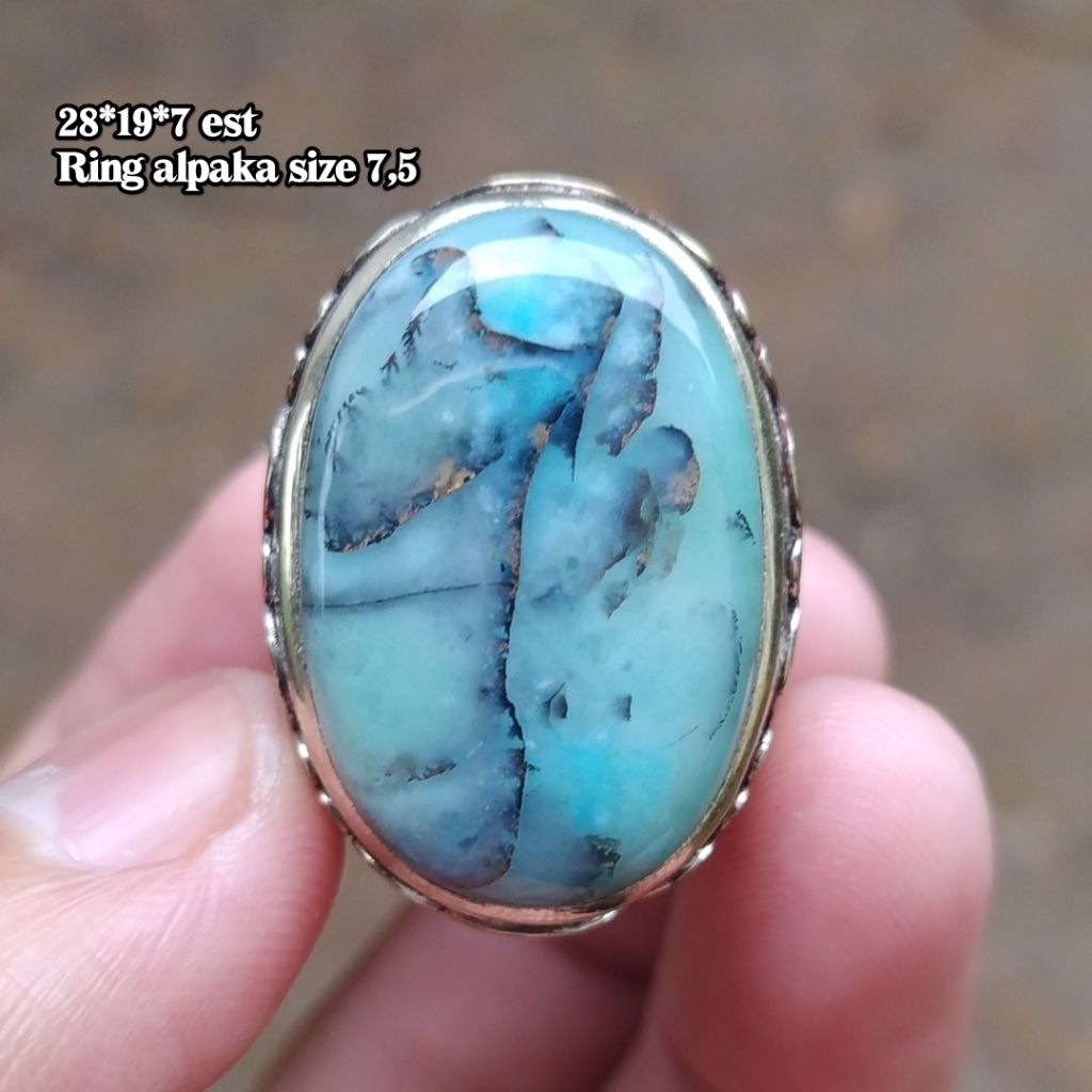 Cincin batu akik hijau garut cikolak jenis tembaga