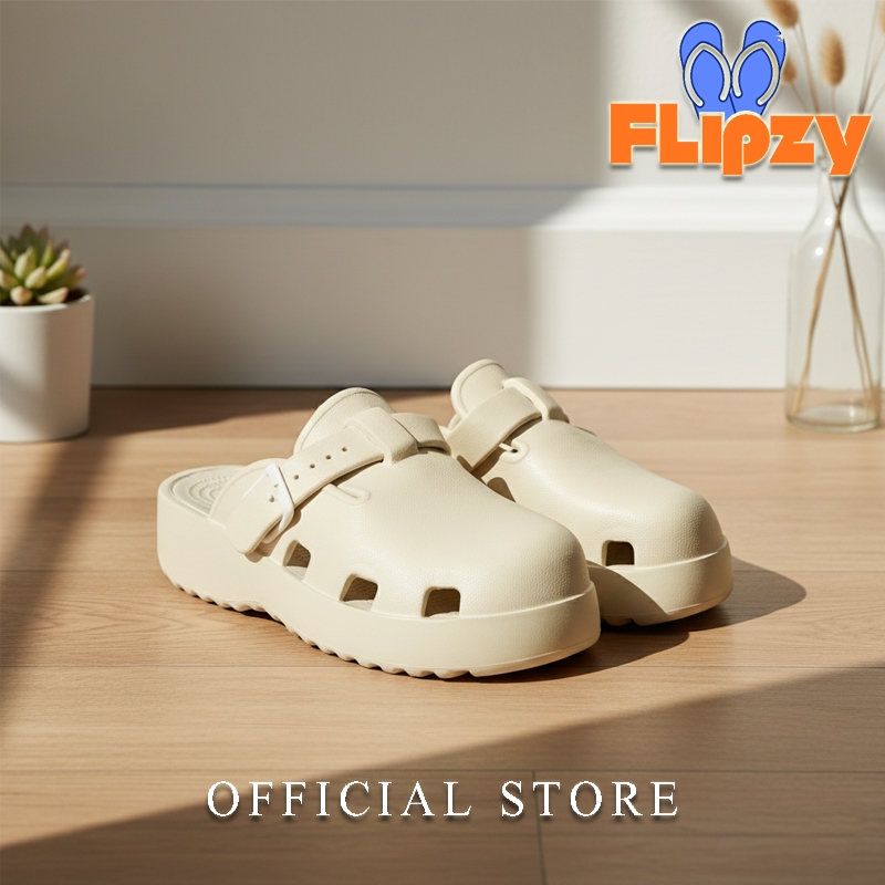 FlipZy Sandal Selop Tertutup Pria Wanita Sepatu Sandal Jelly Karet Uniseks Sandal Mahasiswa Anti Rib