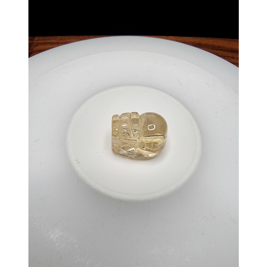 Bead Batu Citrine Quartz Crsytal Ukir PiXiu Lubang Lurus Full Natural 16mm F630A