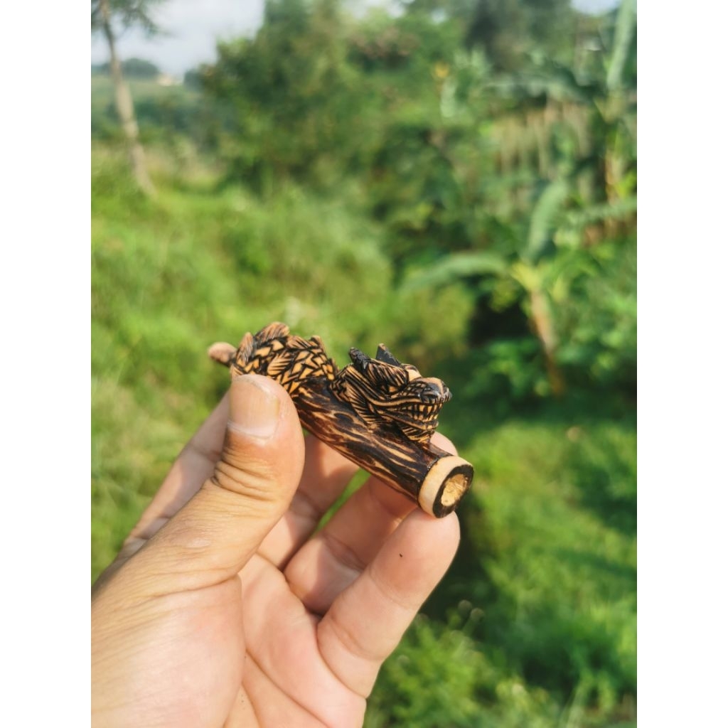 Pipa Once Kayu Kaboa Asli – Ukir Handmade Naga Serat Natural
