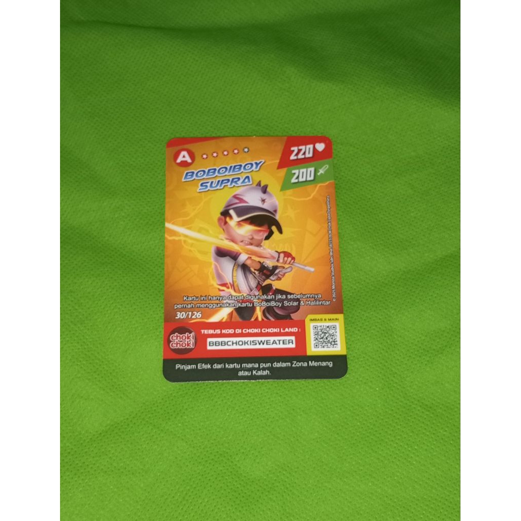 Kartu boboiboy supra monsta galaxy card choki choki