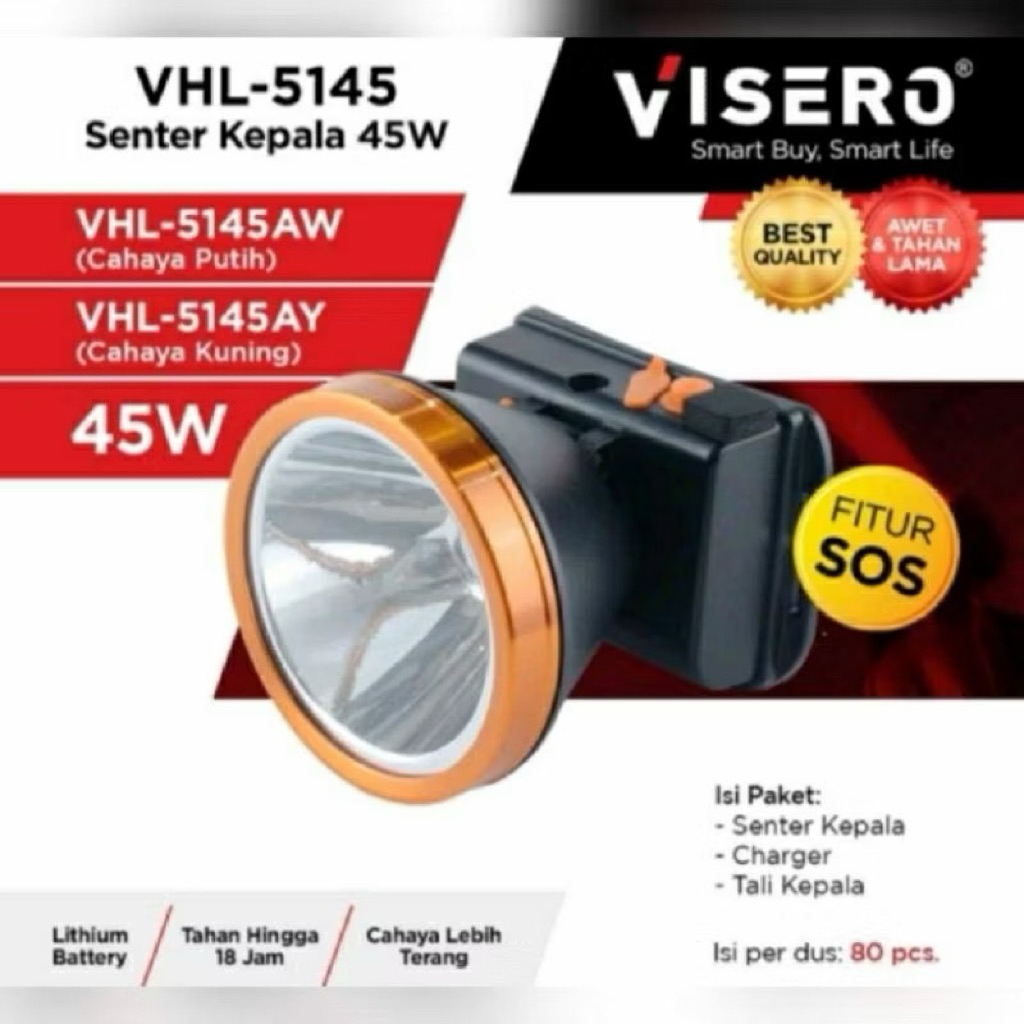 Headlamp / Senter Kepala Visero VHL-5145AW 45W