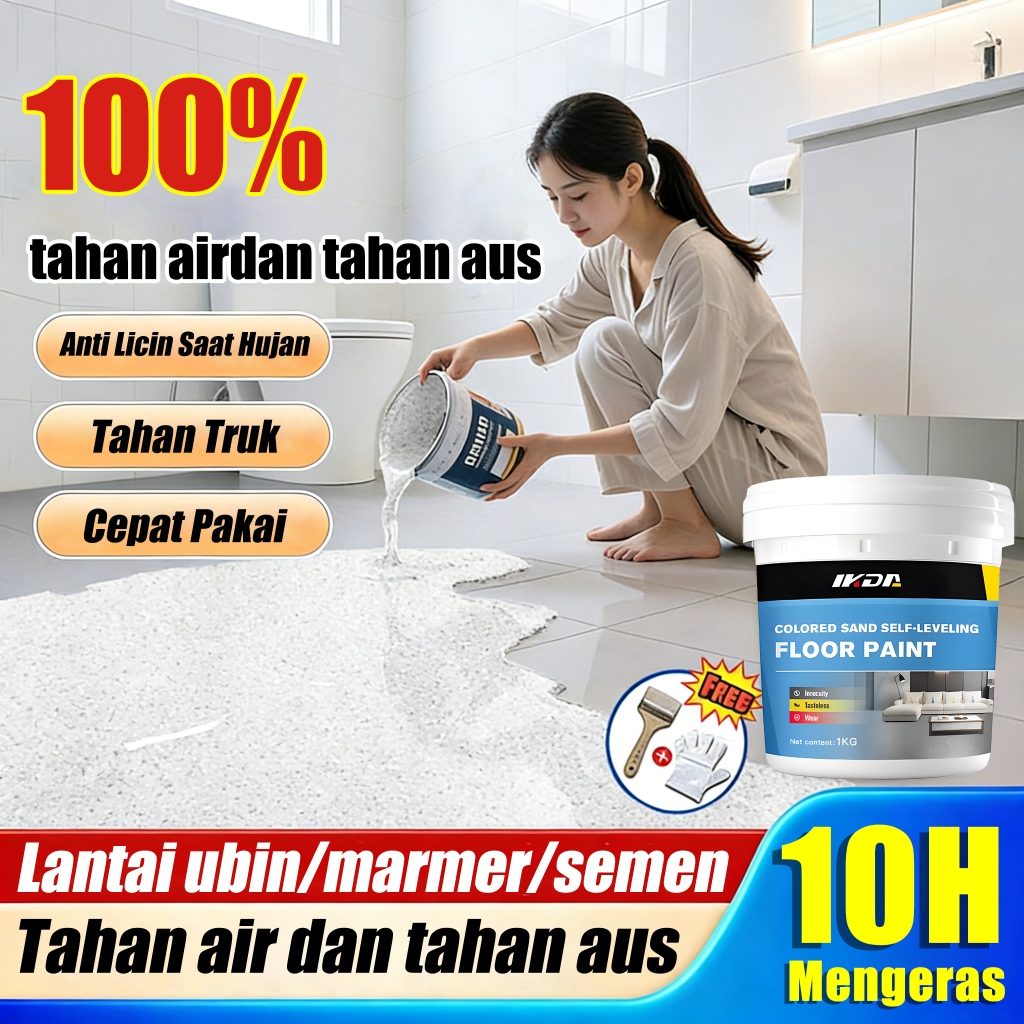 [Teknologi Jerman] Cat Epoxy Lantai Semen 1KG  Otomatis leveling Tahan Air Antilembap Dan Antigores 