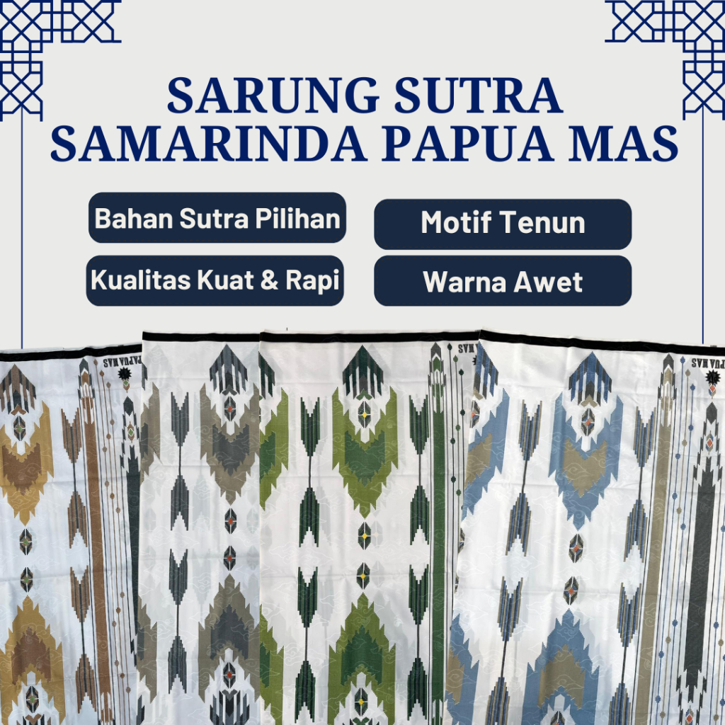 BabaAli - Sarung Sutra Samarinda Papua Mas - Dewasa, Banyak Warna & Original Indonesia
