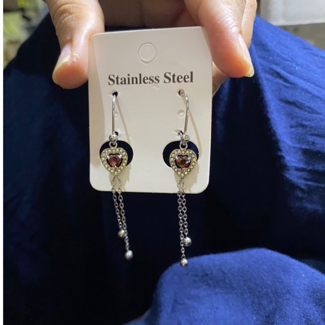 Anting Titanium Rantai Panjang / Perhiasan wanita model terbaru