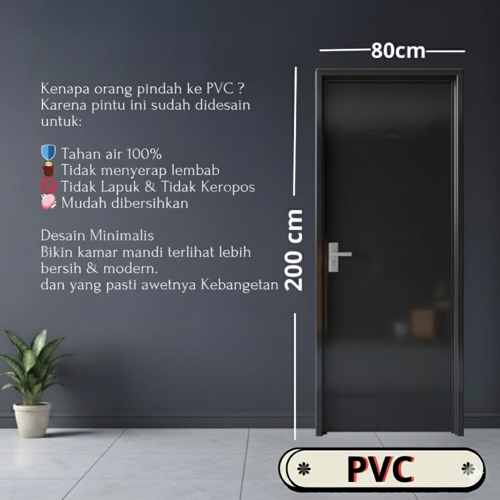 Pintu PVC 80x200 cm - Kamar Tidur / Kamar Mandi