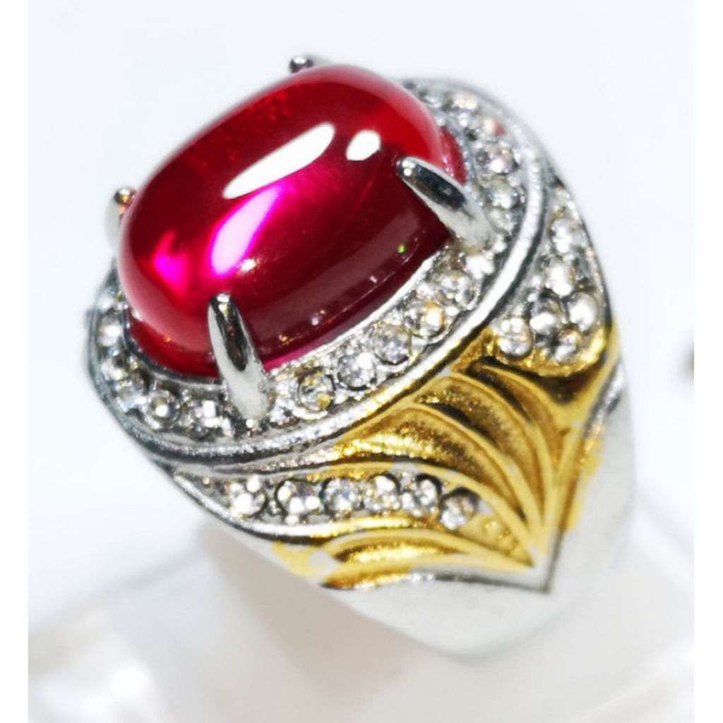 Cincin pria batu cincin merah delima Siam Bangkok Termurah super mewah Crystal