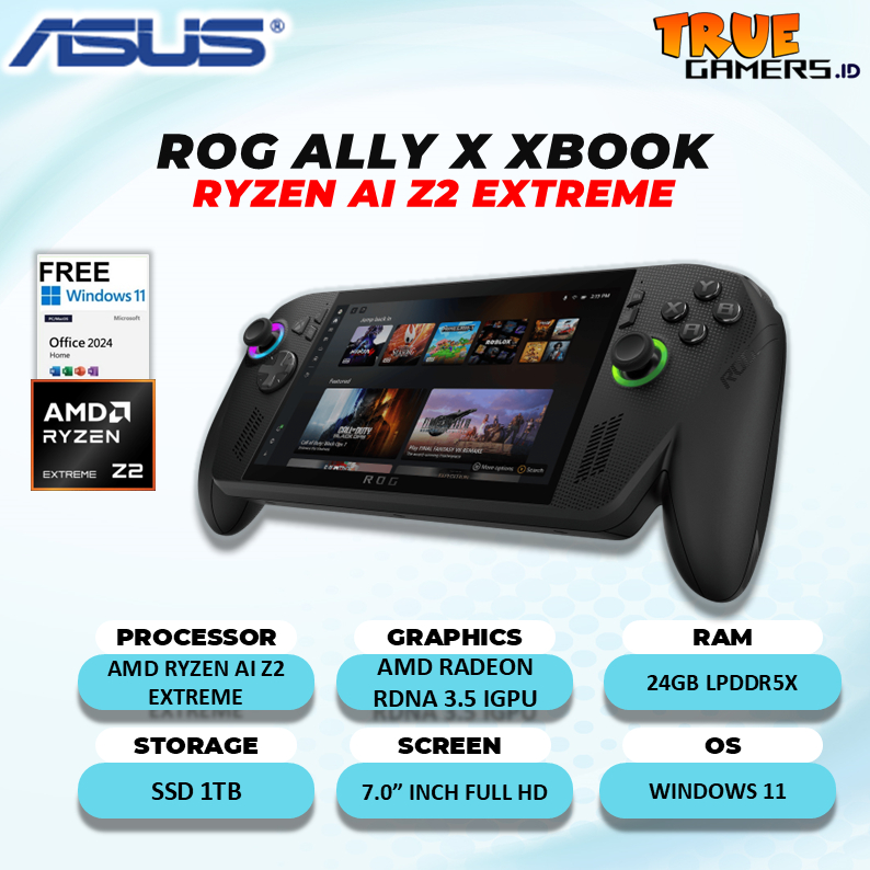 ASUS ROG XBOX ALLY X RYZEN AI Z2 EXTREME 24GB 1TB SSD WINDOWS 11  7.0" FHD 120HZ 100SRGB