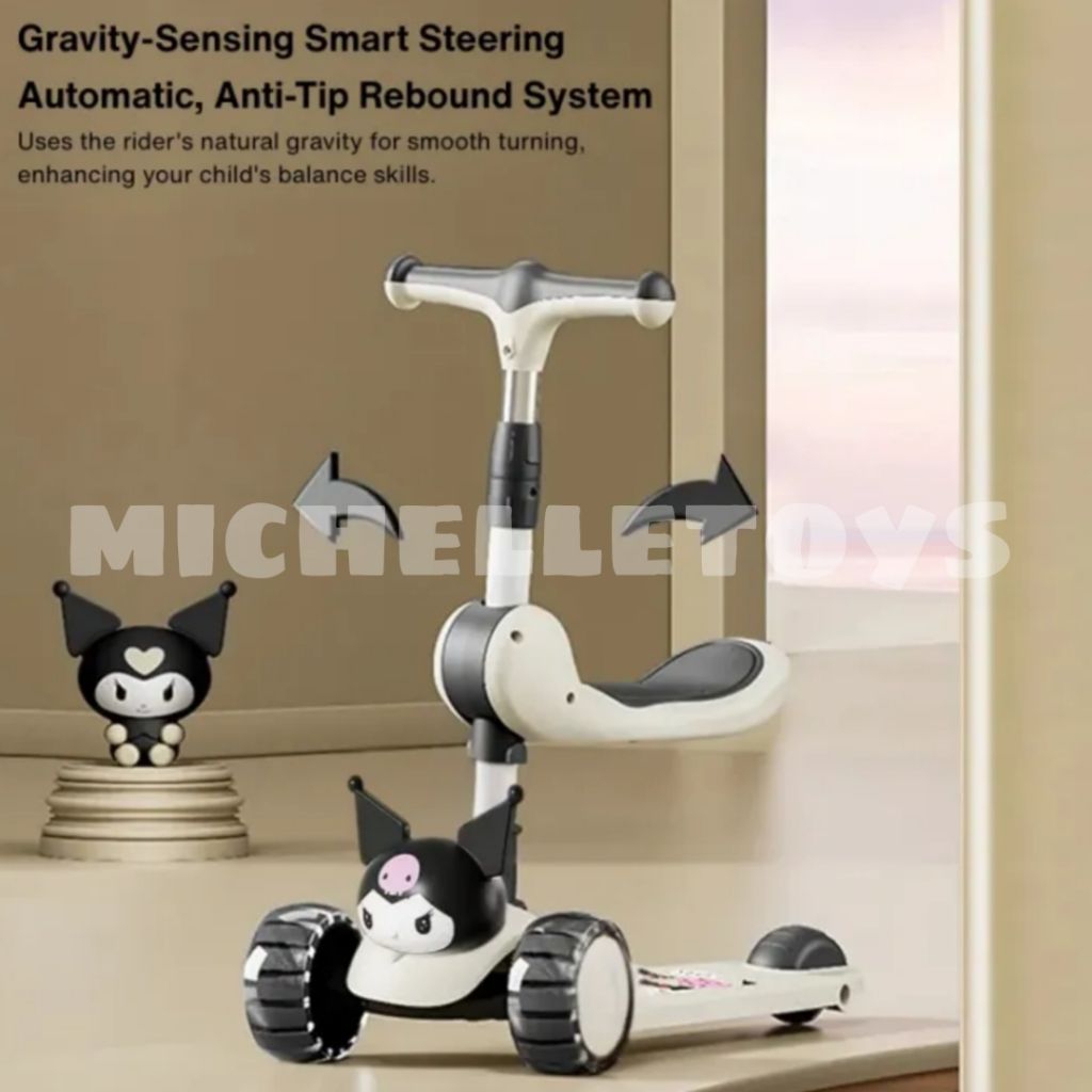 Scooter Anak 3 Roda Kuromi Bisa Dilipat + Dudukan + Lampu Roda + Lampu dan Music Scooter Anak SC-719