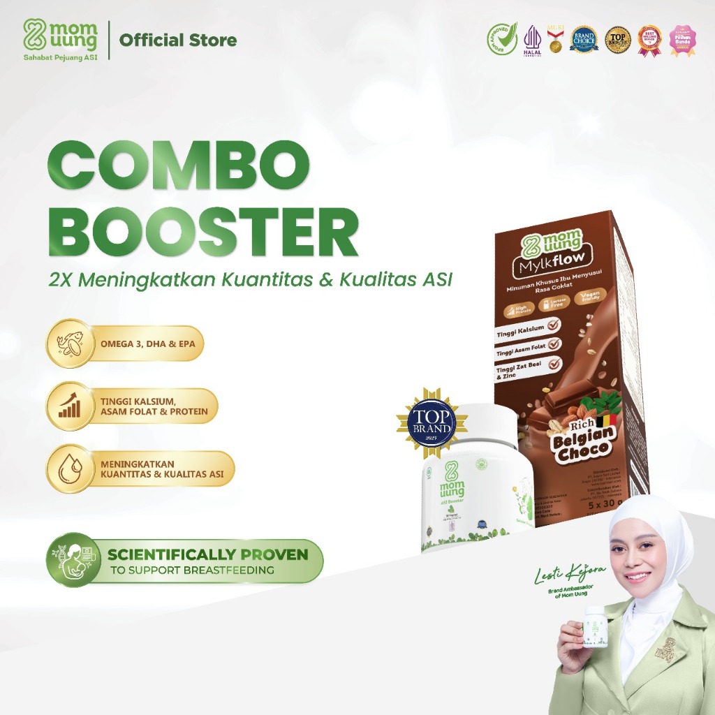 [SPECIAL LIVE] Mom Uung Combo Booster - ASI Booster 60 Kapsul - 30 Kapsul & Susu Mylkflow 5 Sachet -