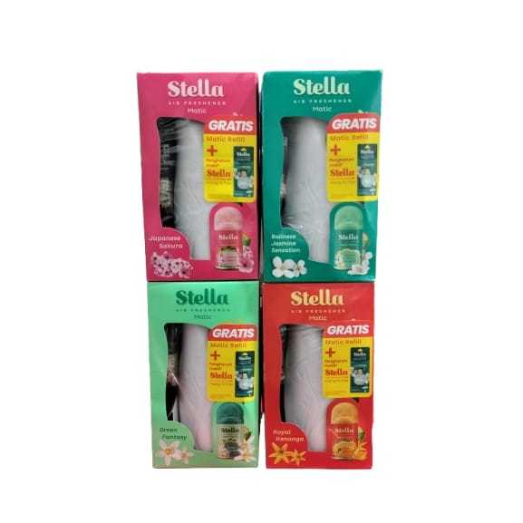 Stella Air Freshener Matic Gratis Matic Refill + Pengharum Mobil Stella Hang N Flip 160+65ml