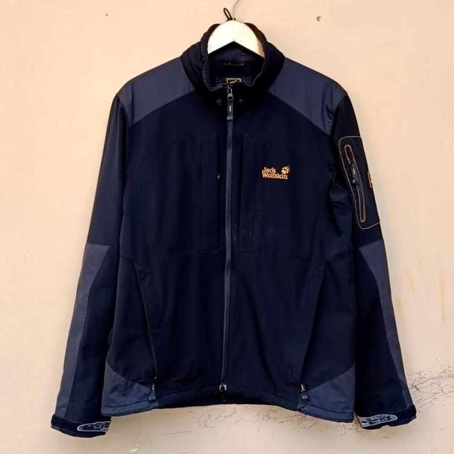 jacket jack wolfskin softshell outdoor vintage black