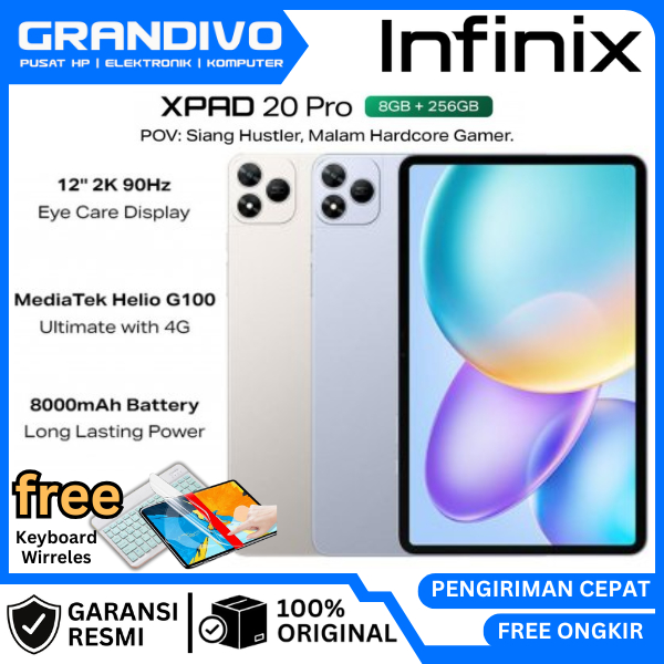 Infinix XPAD 20 Pro 8/256GB Mediatek G100 Ultimate - 12" 2K 90Hz GARANSI RESMI INFINIX - GRANDIVO