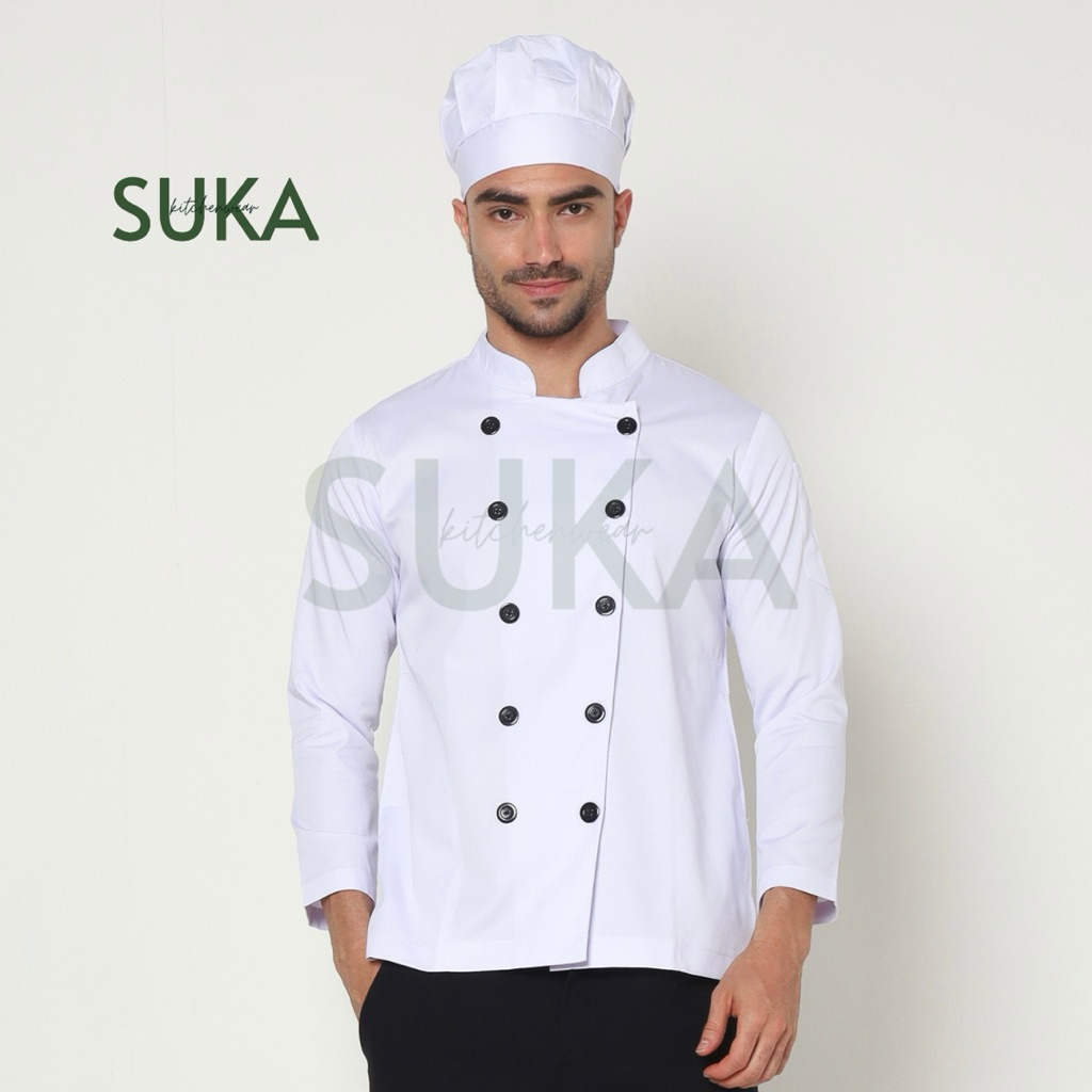 Baju Chef Koki Bakery Pria Lengan Panjang