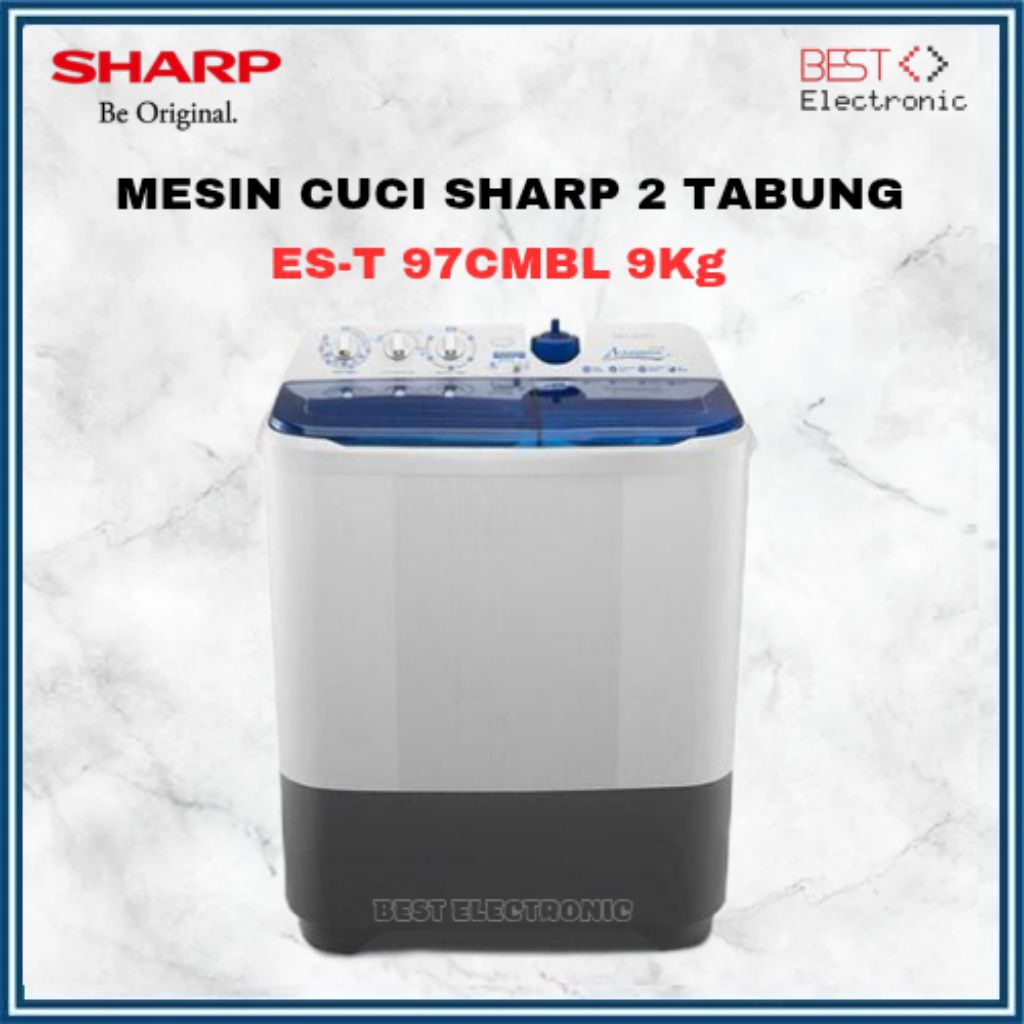 MESIN CUCI 2 TABUNG SHARP 9KG ES-T 97CMBL ES-T 97CM