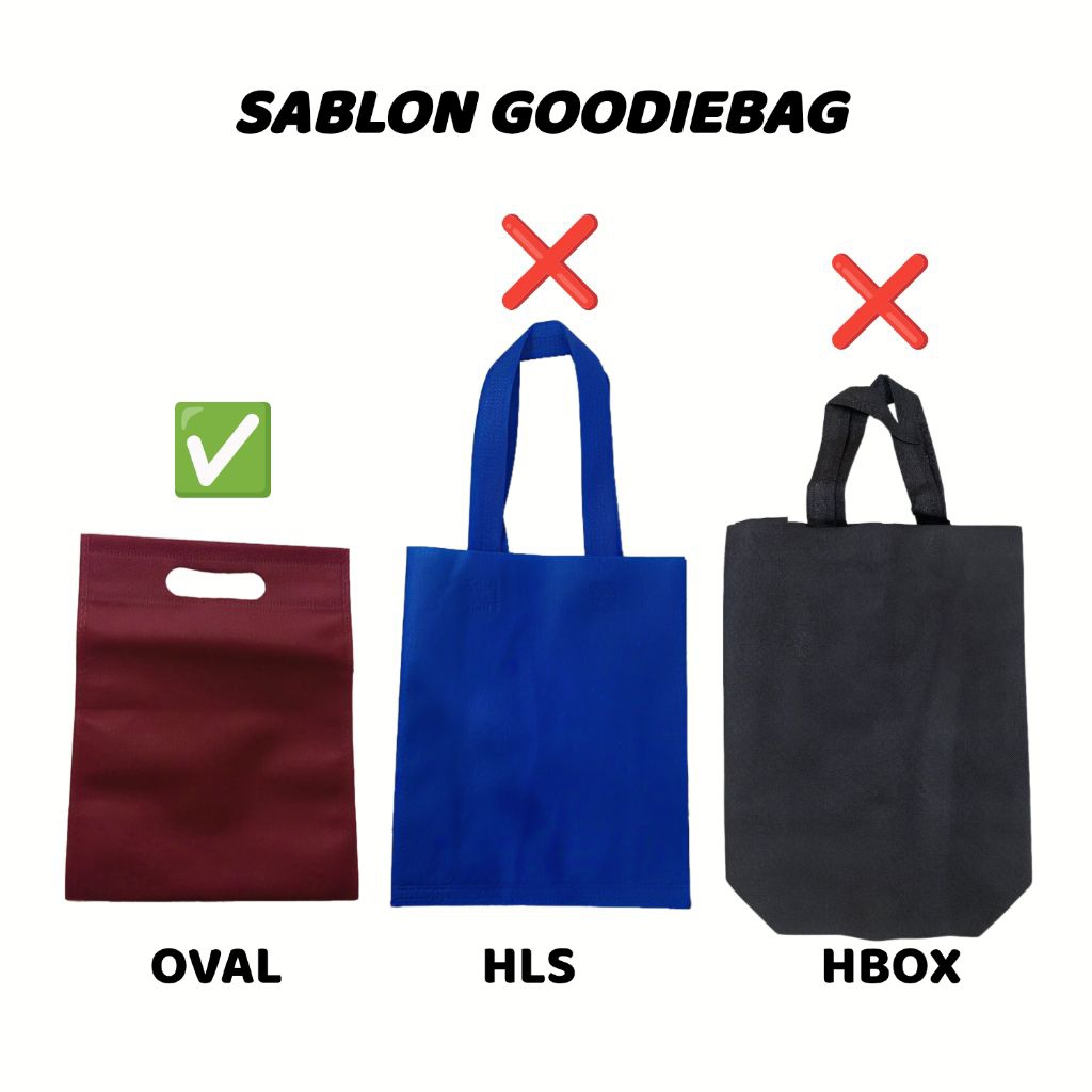 sablon goodiebag tas kain spunbond OVAL 20x25 murah
