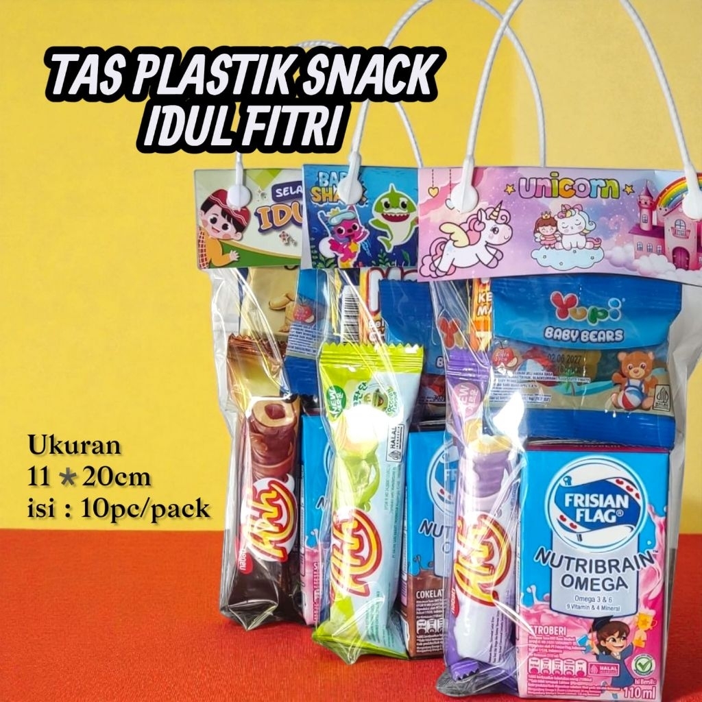 [10 PCS] Tas Plastik Snack Lebaran 2026 | Mini Gift Hampers Lebaran Anak