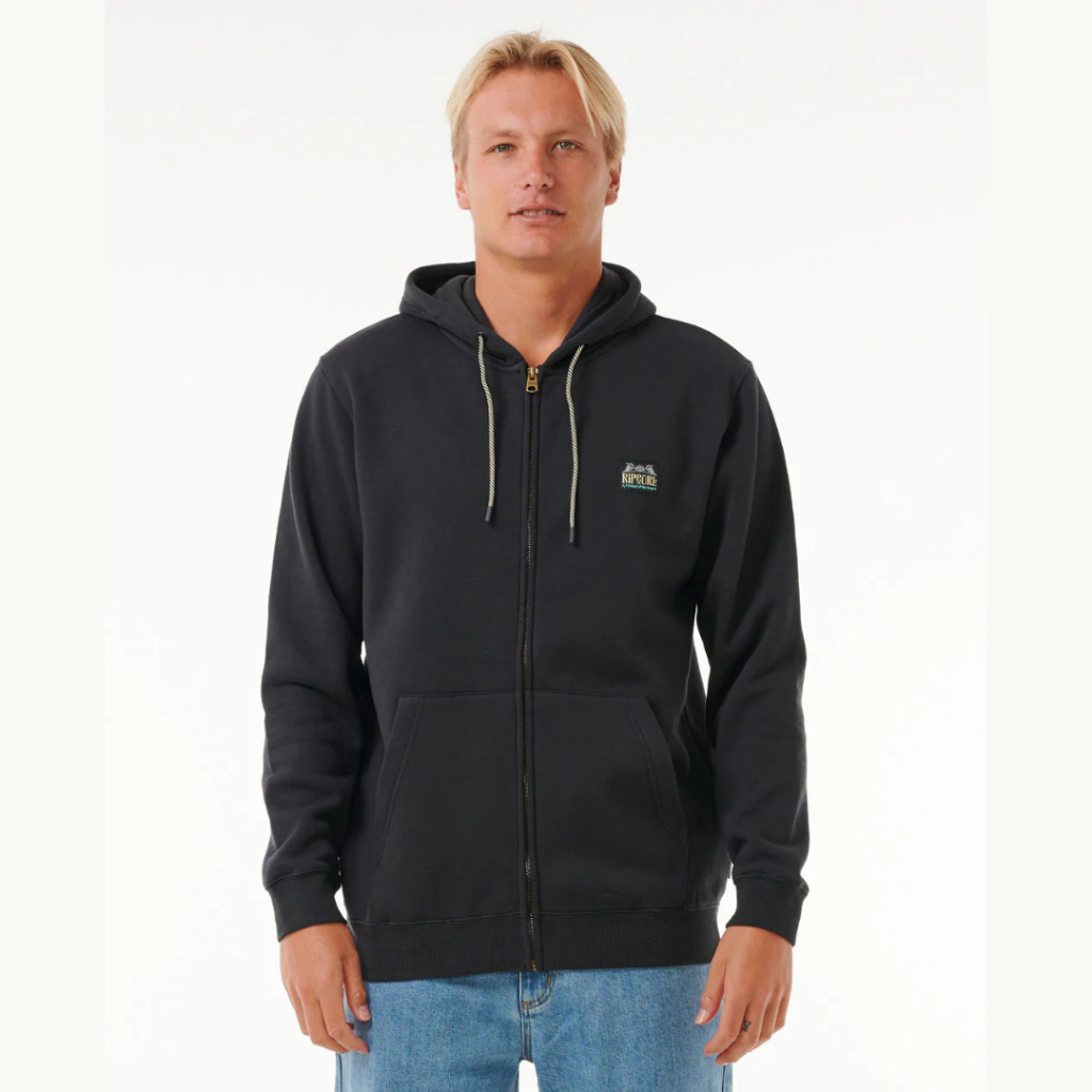 Rip Curl Sweater Hoodie Original Horizon Zip Thru Hood Washed Black Bahan 80% Cotton 20% Polyester C