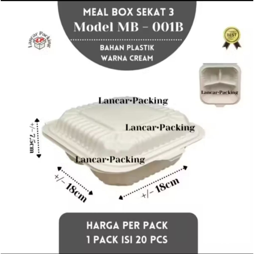 Meal Box MB1B (20 pcs) Merak / Meal box sekat 3 (20 pcs) Merak