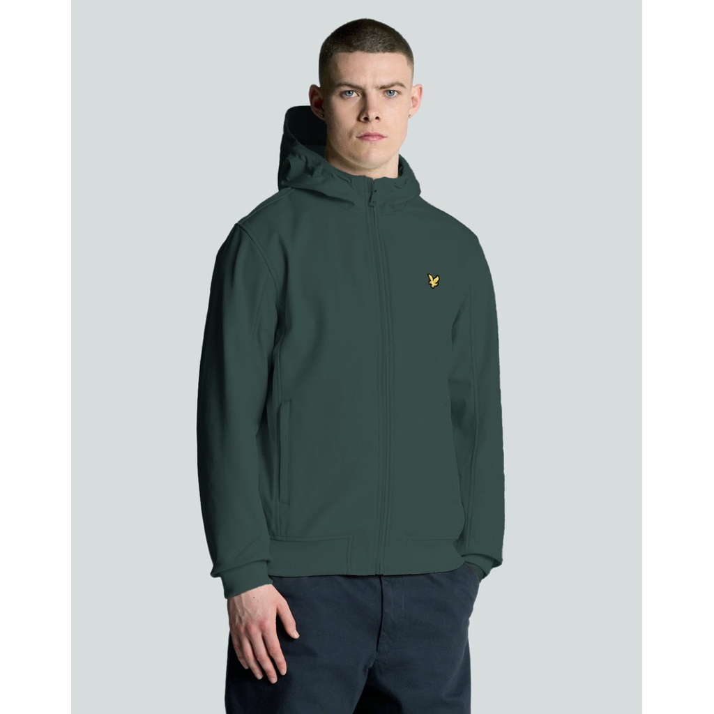 Lyle And Scott Mes Lined Softshell Hooded Jacket In Bottle Green