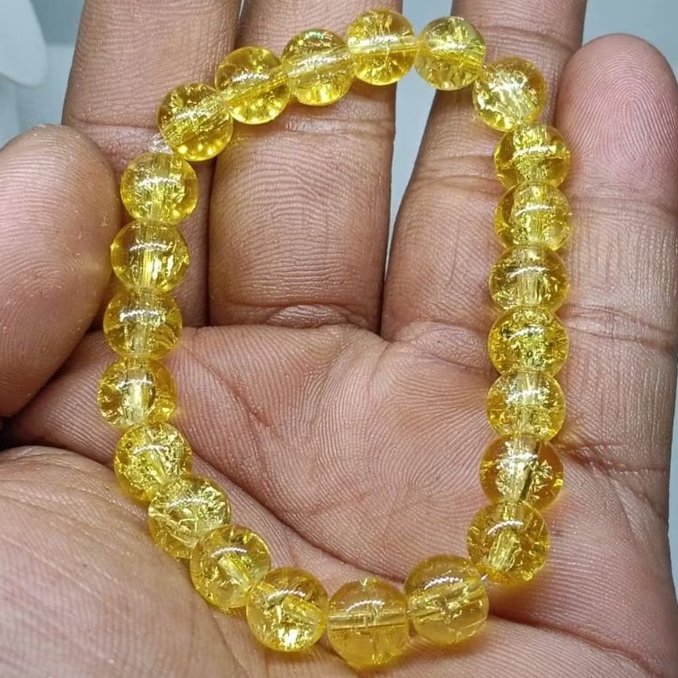 Gelang Batu Yellow Citrine , Pecah Seribu 8 mm