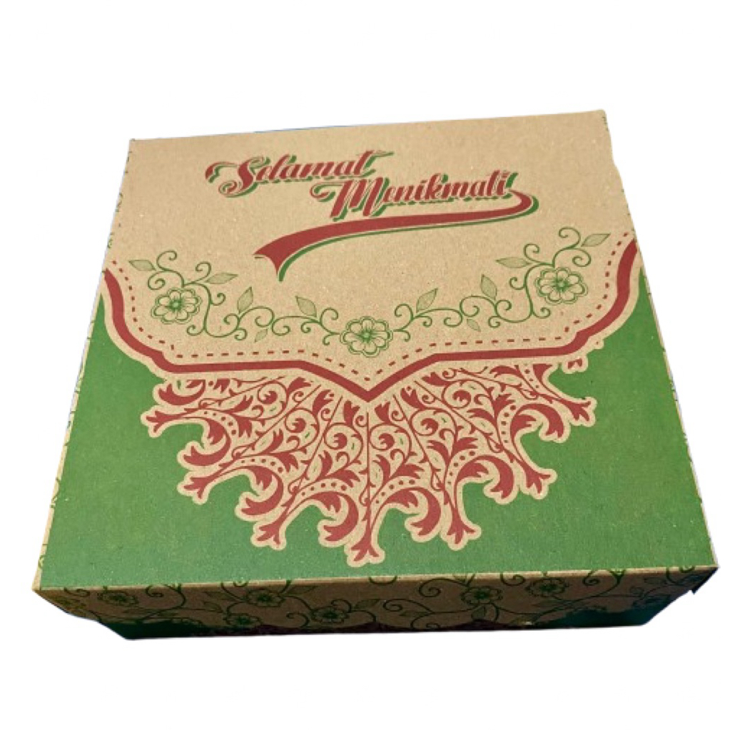 BOX DUS NASI/KUE. KARDUS MOTIF UK 20x20 cm.