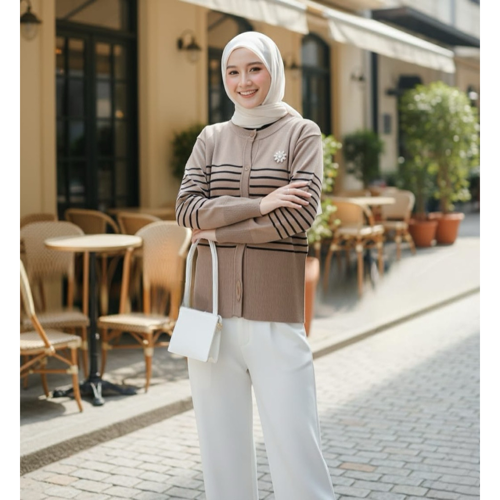 cava daily- zara knit blouse- outer knit wanita- sweater salur wanita