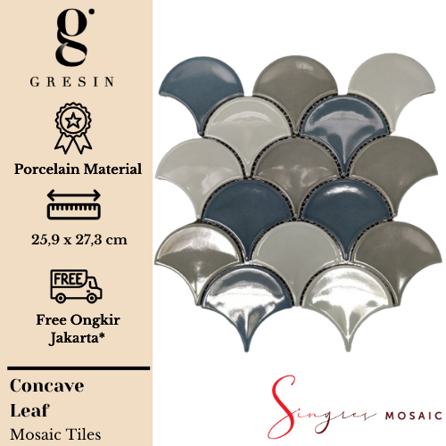Concave Leaf Singres Mosaic Tiles | Mosaic Keramik