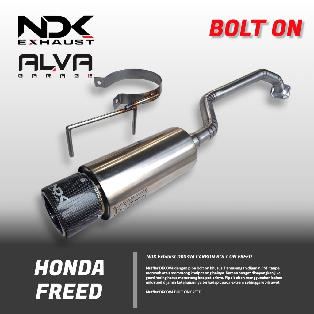 Knalpot NDK Bolt On Honda Freed Muffler DK03V4 Carbon Kevlar NDK EXHAUST