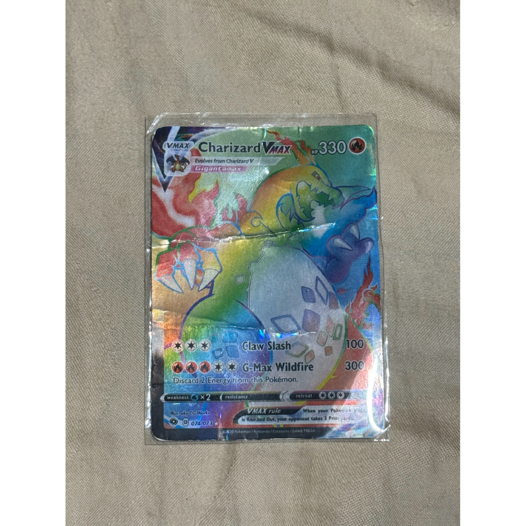 (ULTRA RARE) Secret Charizard Vmax Rainbow Gigantamax Pokemon Card English Koleksi Kartu Pikachu