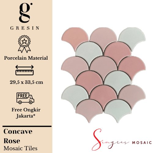 Rose Fan Singres Mosaic Tiles | Mosaic Keramik