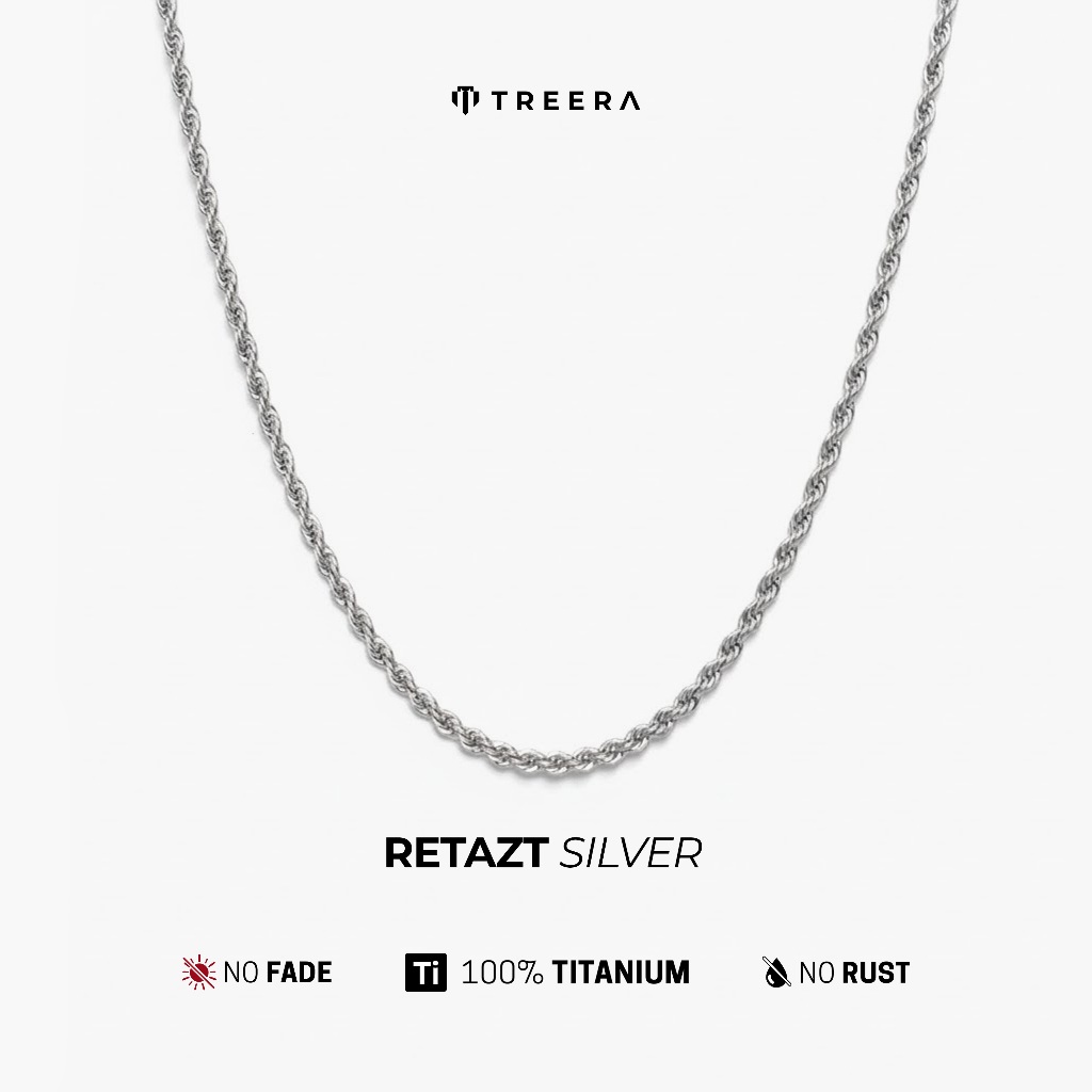 Treera - Kalung Titanium Pria Wanita Model Tamparan Original Silver