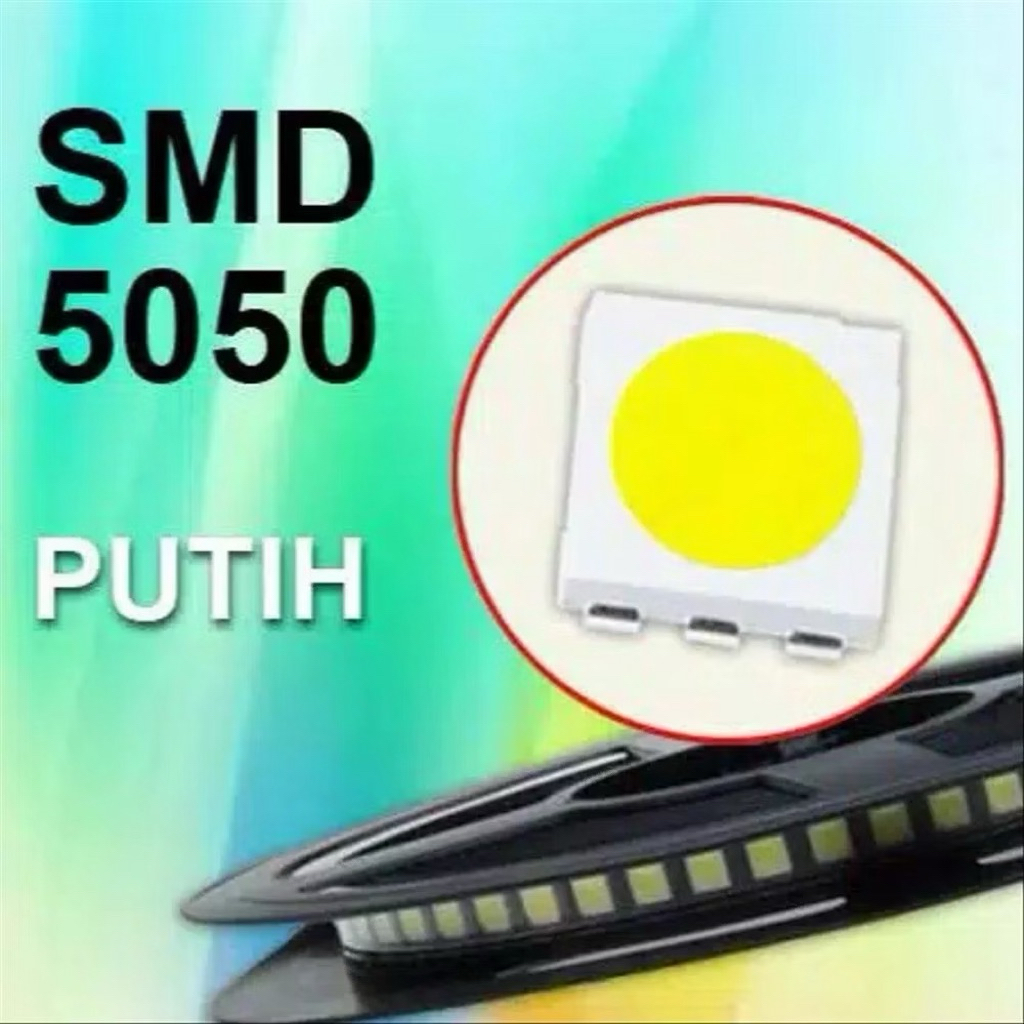 12PCS LED SMD 5050 Cold White 6000K - 7000K 3.0V - 3.4V 0.5W Putih SMD5050