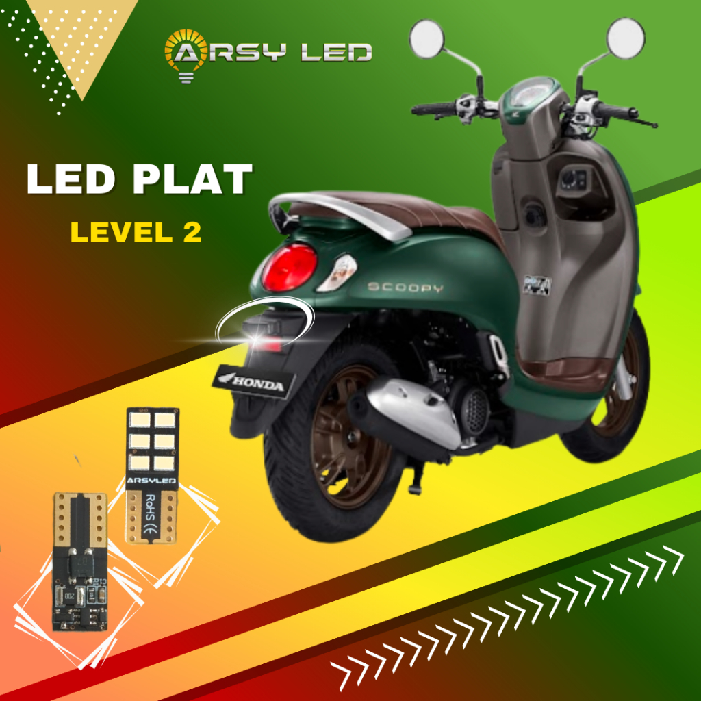 ARSYLED Blitz Mode Pesawat Lampu LED Plat Nomor Motor Honda Scoopy fi Beat fi Super Terang Level 2 6