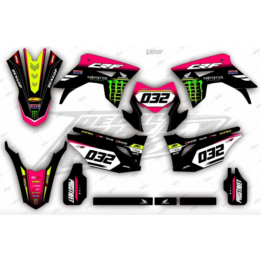 Decal Stiker CRF 150L Dekal Variasi Sticker Striping Custom Full Body  hitam pink
