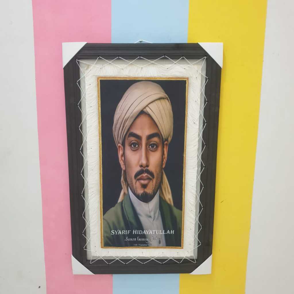 Hiasan Dinding Aestetic Motif Sunan Gunung Jati Premiun Asli Kulit Kambing Lukisan Sablon