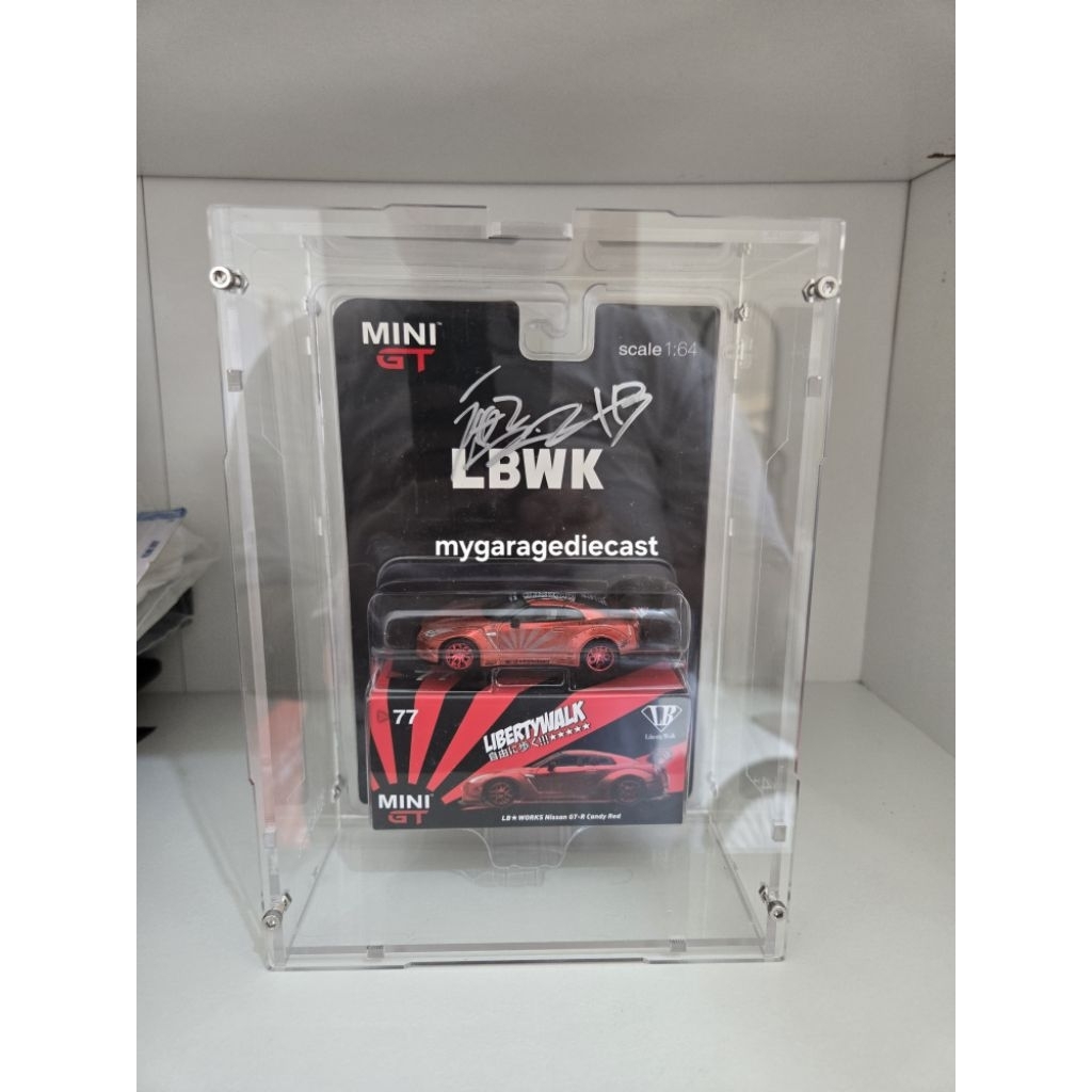 Mini GT 77 Nissan GTR R35 Candy Red LBWK Signed