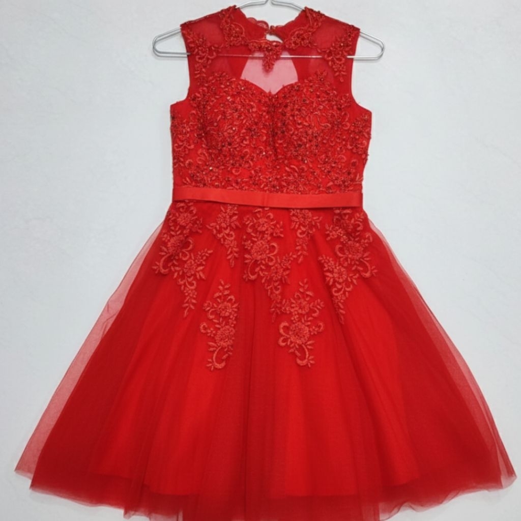 Dress Brokat Wanita, Gaun Wanita, Gaun Pesta Mewah, Dress imlek