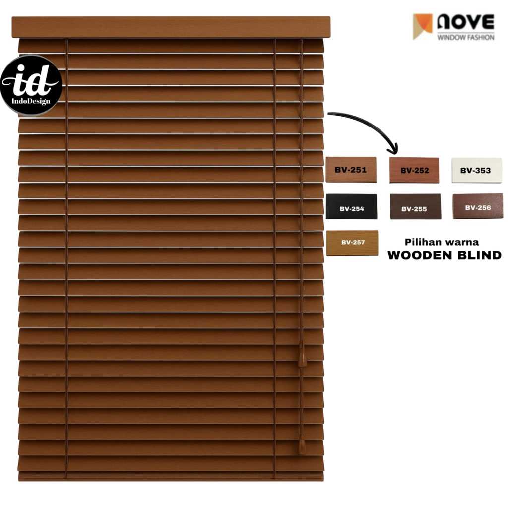 Woden Blind Kayu Asli Premium Tirai Venetian Kayu Minimalis Gorden Jendela Rumah & Kantor