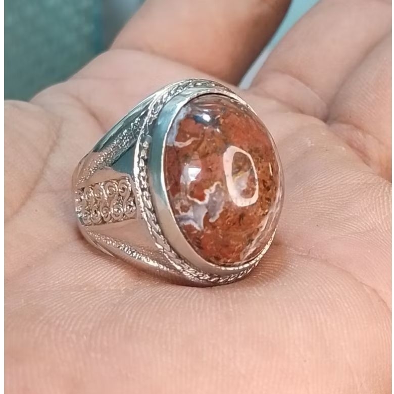 Batu cincin Badar besi merah cabe kebumen nempel magnet