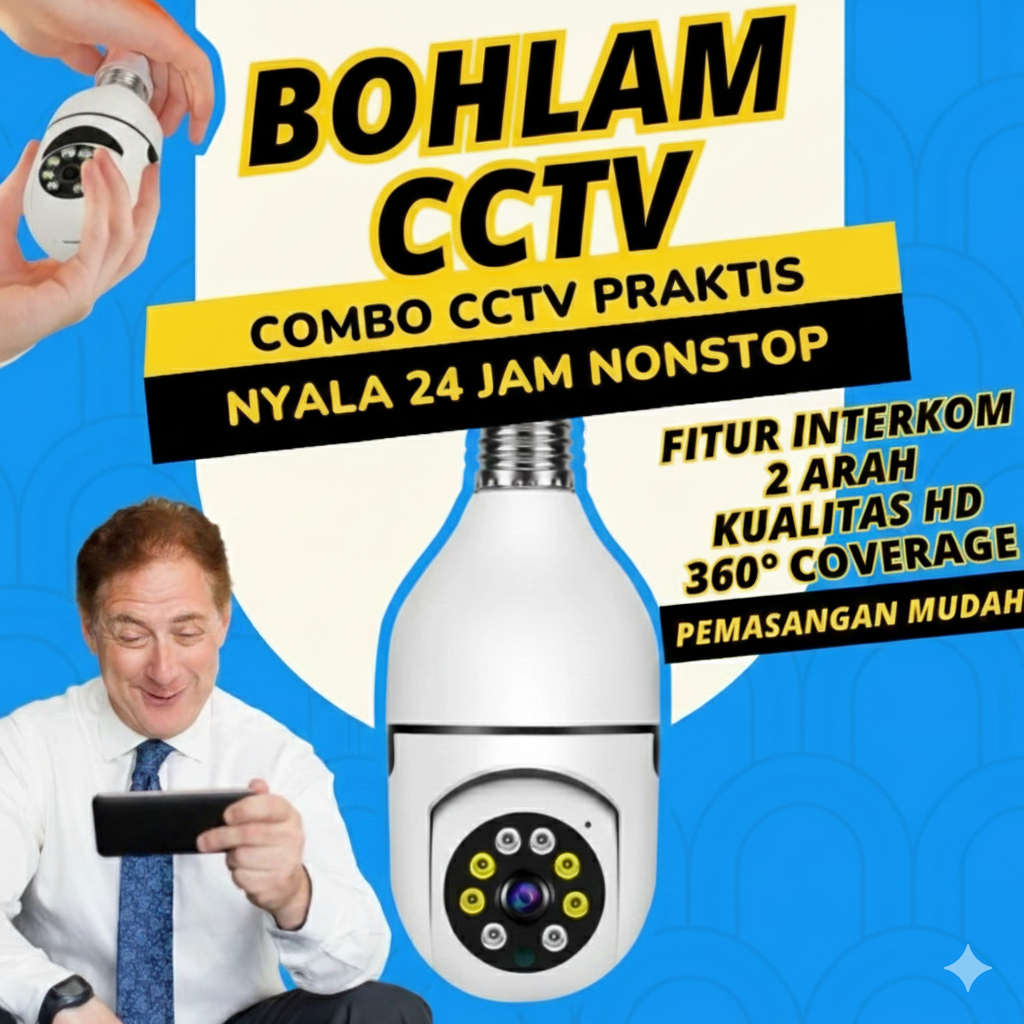 CCTV E27 Mini Nirkabel WiFi Camera Full HD Spy Cam Kamera Pengintai Pengawas Pemantau Keamanan Rumah