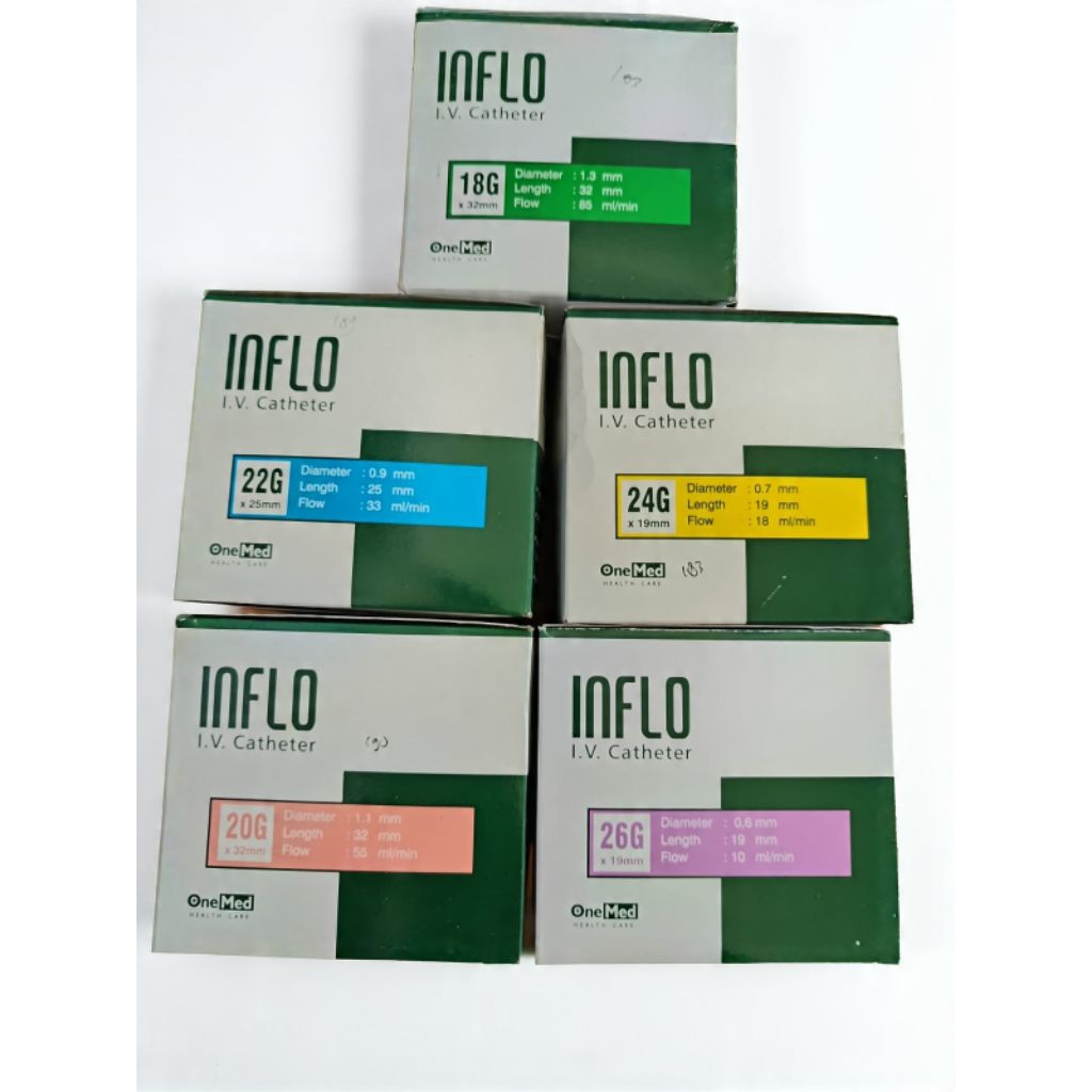 INFLO/IV CHATETER NO 18G, 20G, 22G, 24G ,26G ONEMED BOX ISI 50 PCS