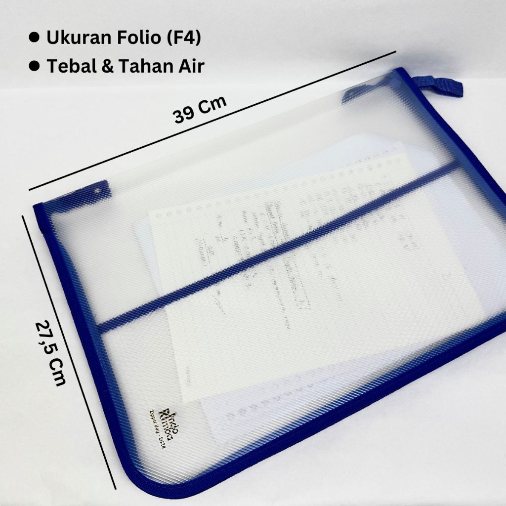 (1Pcs) Map Plastik Resleting Zipper Bag / Zipper Bag Map Plastik Ukuran Folio/ Map Sleting Jala