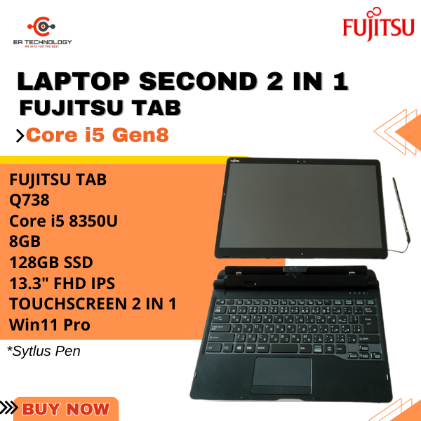 FUJITSU TAB Q738 Core i5-8350U 8GB 128SSD 13.3" FHD IPS TouchScreen 2 in 1 Win11 Pro