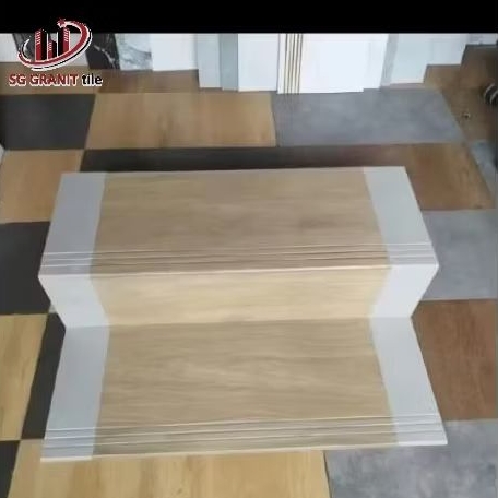 Granit tangga motif kayu Matt kombinasi putih 30x80+20x80