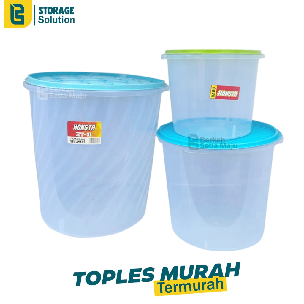 Toples Hongta  Plastik 30 Liter Toples Makanan Kerupuk Serbaguna Plastik BPA Free Tutup Rapat / Topl