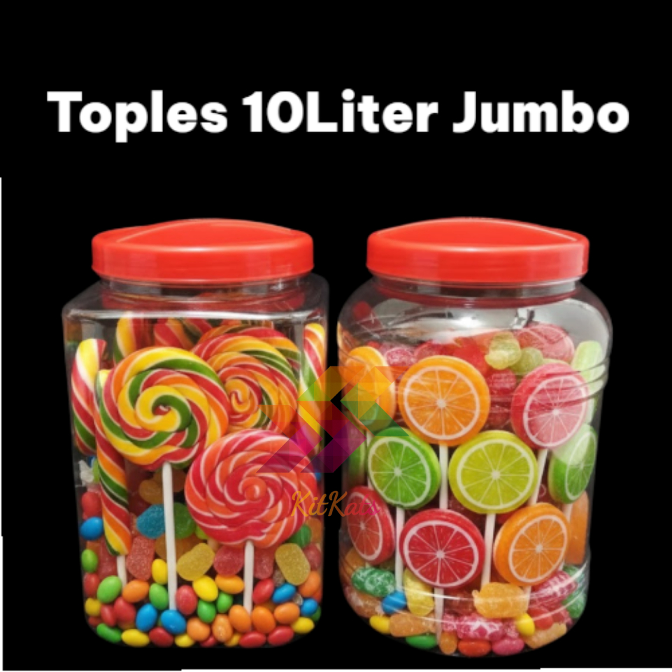 Toples Plastik 10 Liter Jumbo Cupang Kerupuk Kurma Snack Kotak Bulat Tebal