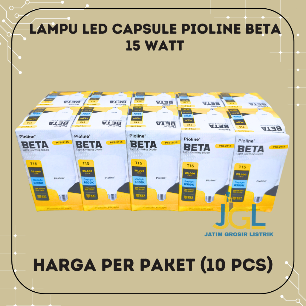10 Pcs Lampu LED Pioline BETA T15 LED Pioline 15 Watt