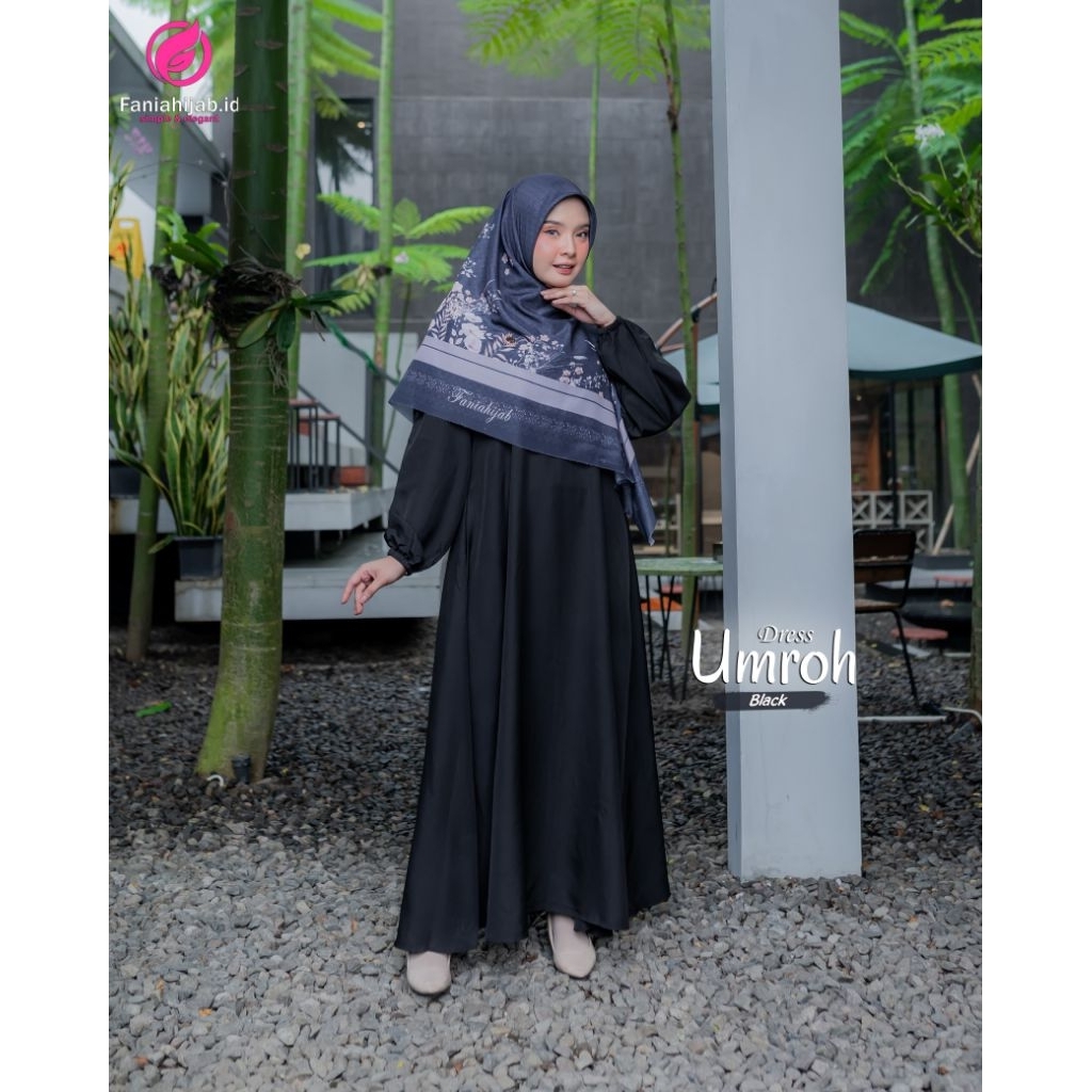 UMROH DRESS BY NAYMA HIJAB - GAMIS HITAM POLOS BAHAN SHAKILA TWILL
